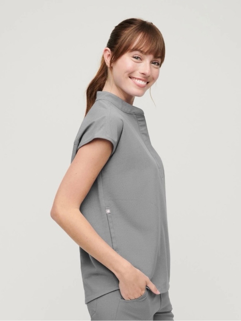 Figs Rafaela Oversized Scrub Top Dark Space Gray